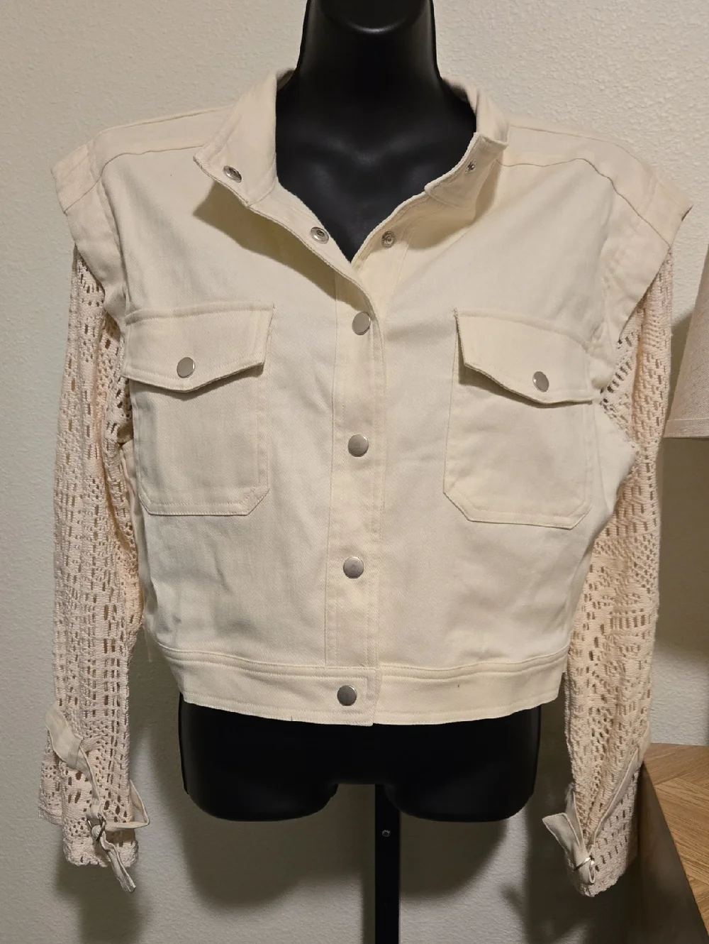 Mystree Crocheted Denim Jacket NWT